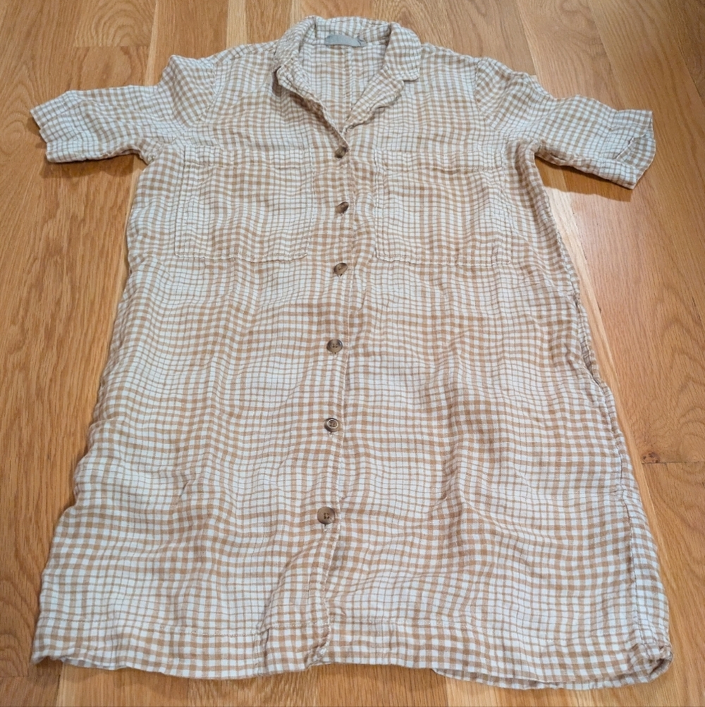 Everlane - Yellow/Golden Striped 100% Linen Button Down Dress Shirt - Size XS